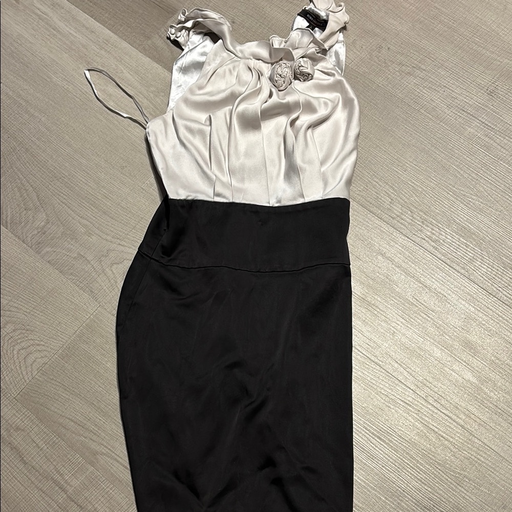 Elegant Black and Cream Dress BCBG